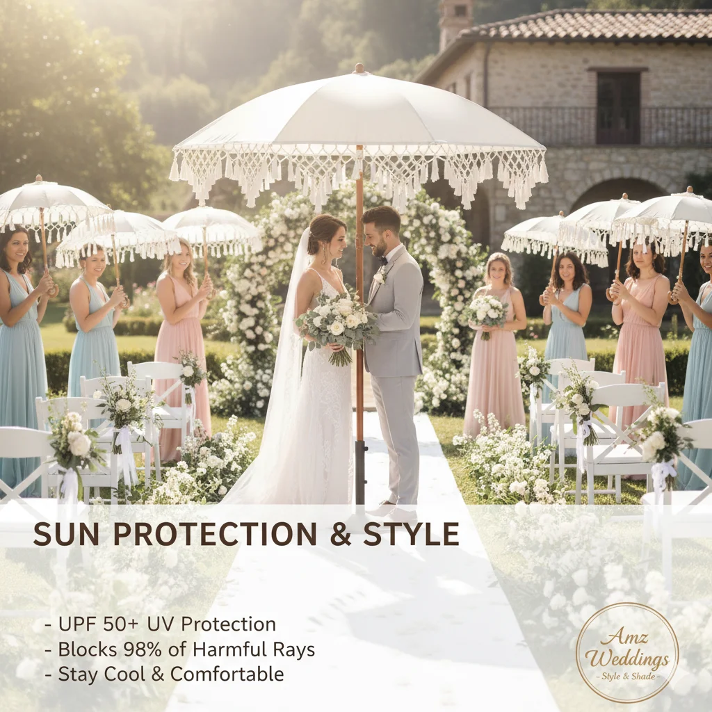 Outdoor UPF50+ Sunshade Umbrella Rotatable Triangle Tassel Design Garden Beach Wedding Decoration Single Umbrella without Base