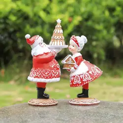 Christmas Ornaments for Shelves Table Decorations for Christmas Resin Santa Claus Mrs Santa Claus with Gingerbread for Creating