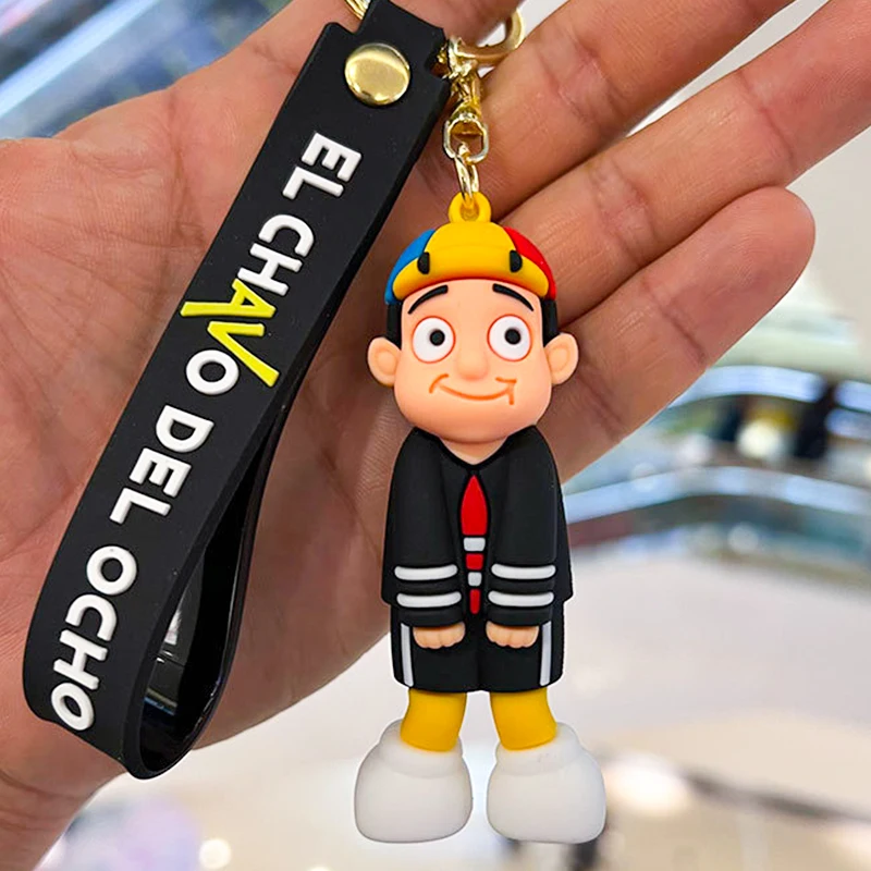 Funny El Chavo Del Ocho llavero Anime Silicone Green Boy Doll Keychain Creative Car Keyring Cartoon Jewelry Gifts wholesale