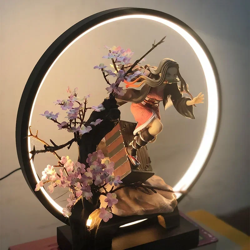 

35cm LED light Anime Demon Slayer Kamado Nezuko Action Figure PVC Collection model home decoration decor birthday christmas gift