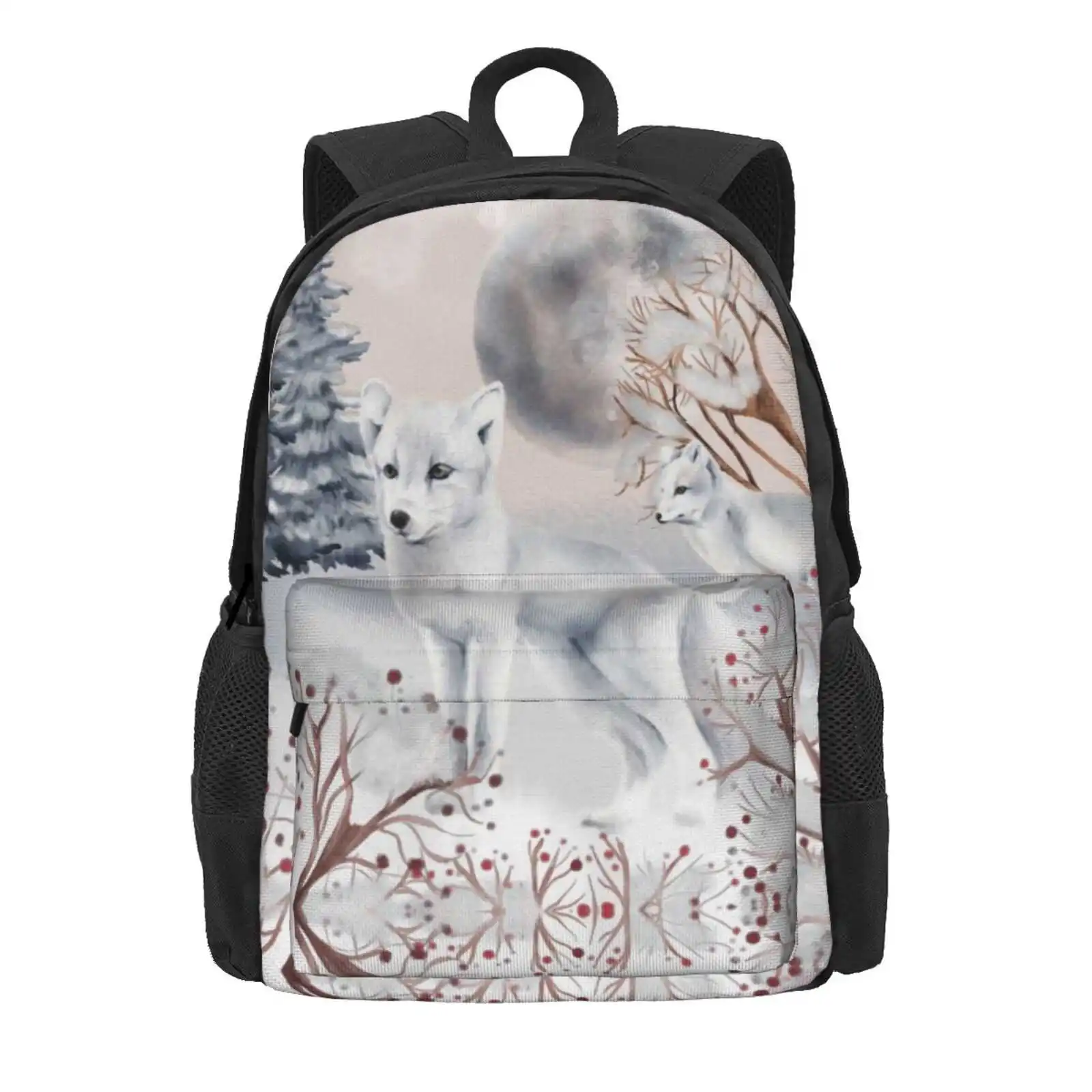 Arctic Foxes In A Winter Paradise. Soft, Crisp, Cool, And Soothing. Hot Sale Schoolbag Backpack Fashion Bags Just A Girl Who