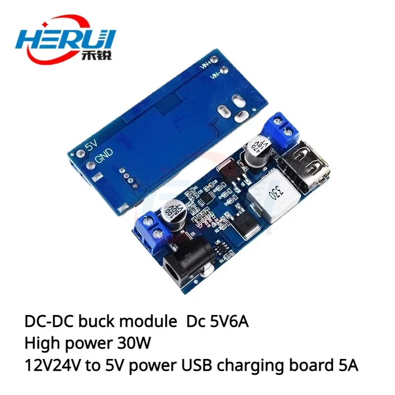 

DC-DC buck module Dc 5V6A High power 30W 12V24V to 5V power supply USB charging board 5A