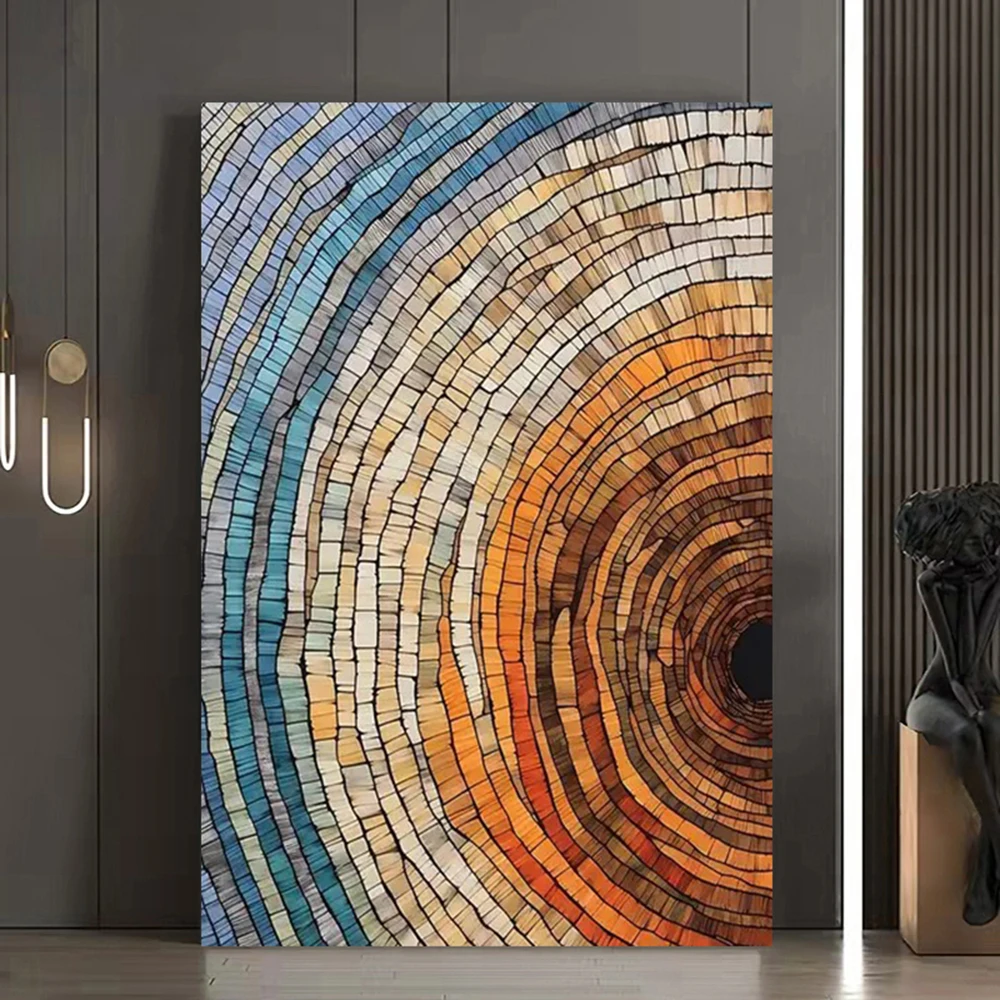 

Tree Ring Art Canvas Poster - Modern Abstract Wall Art with Neutral Color Scheme for Bedroom Living Room Corridor Decor