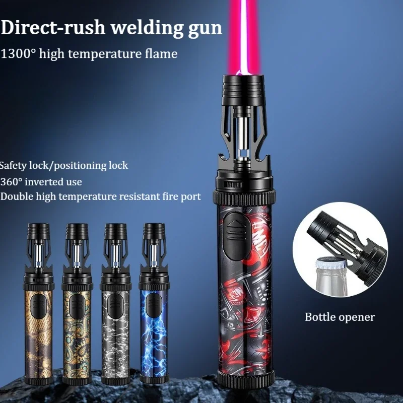 

HB310-1 Red Flame Fire Direct Fighting Spray Gun Lighter Cigar Special Outdoor Bottle Opener Portable BBQ Baking Wholesale