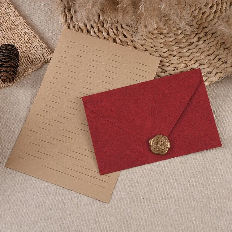 10pcs/pack 16.5x11cm Thick Paper Envelopes for Birthday Business Vintage Wedding Greeting Cards Storage Envelope Red Brown Color