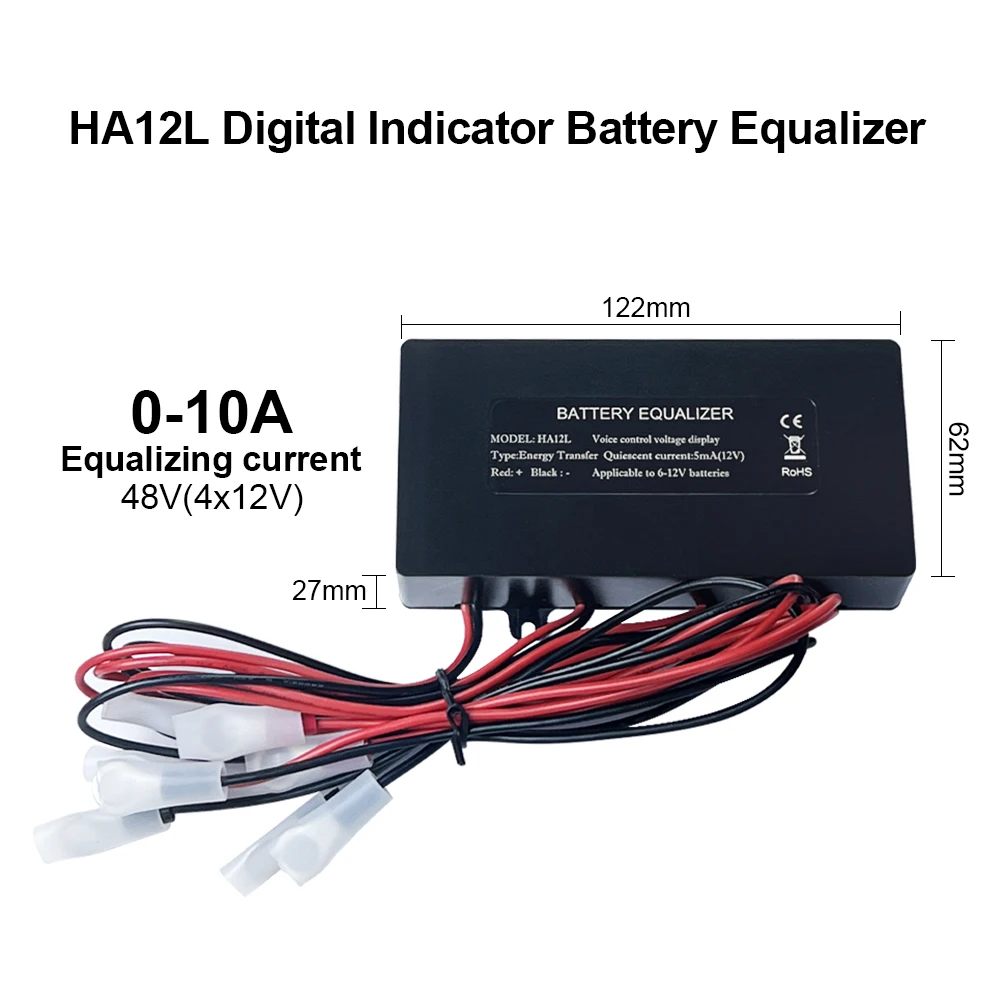 Jesudom 48V24V Battery Balancer Charger Controller Digital Battery Equalizer for Lead Acid Battery Bank System Black