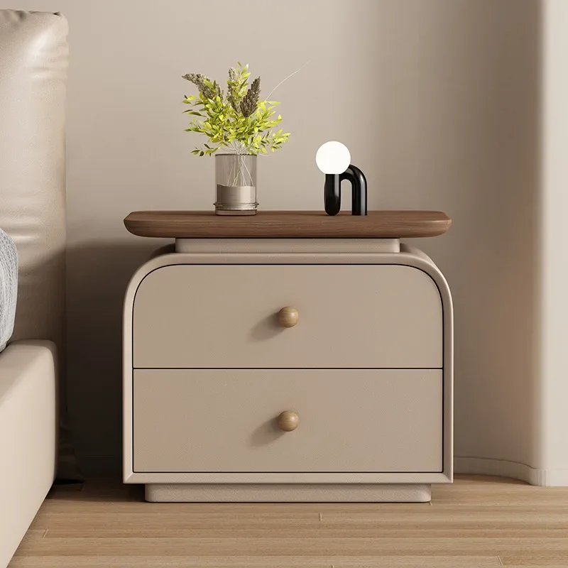 Multi-functional All solid wood small bedside table Italian bedroom bedside storage cabinet