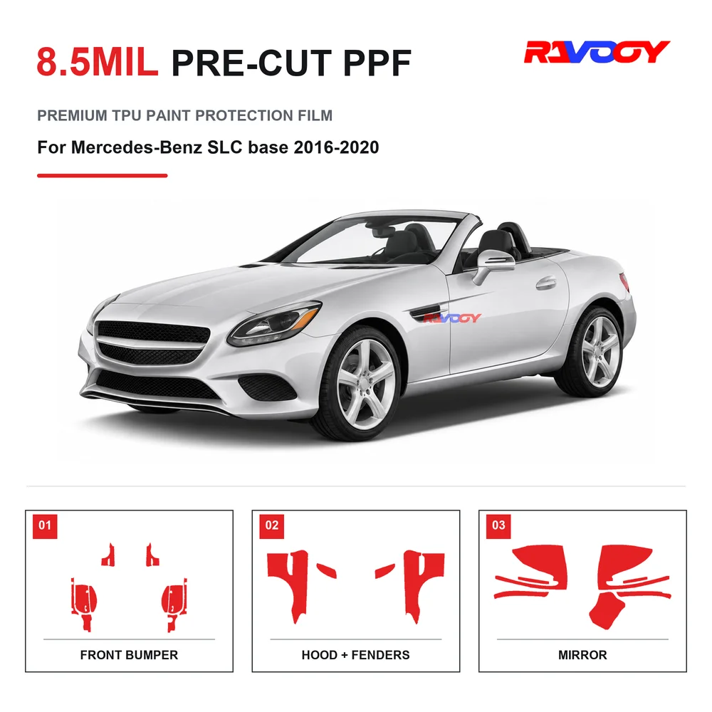 Precut PPF For Mercedes-Benz SLC base 2016-2020 8.5mil TPU Clear Paint Protection Film Self Healing Hydrophobic Stone Chip Guard