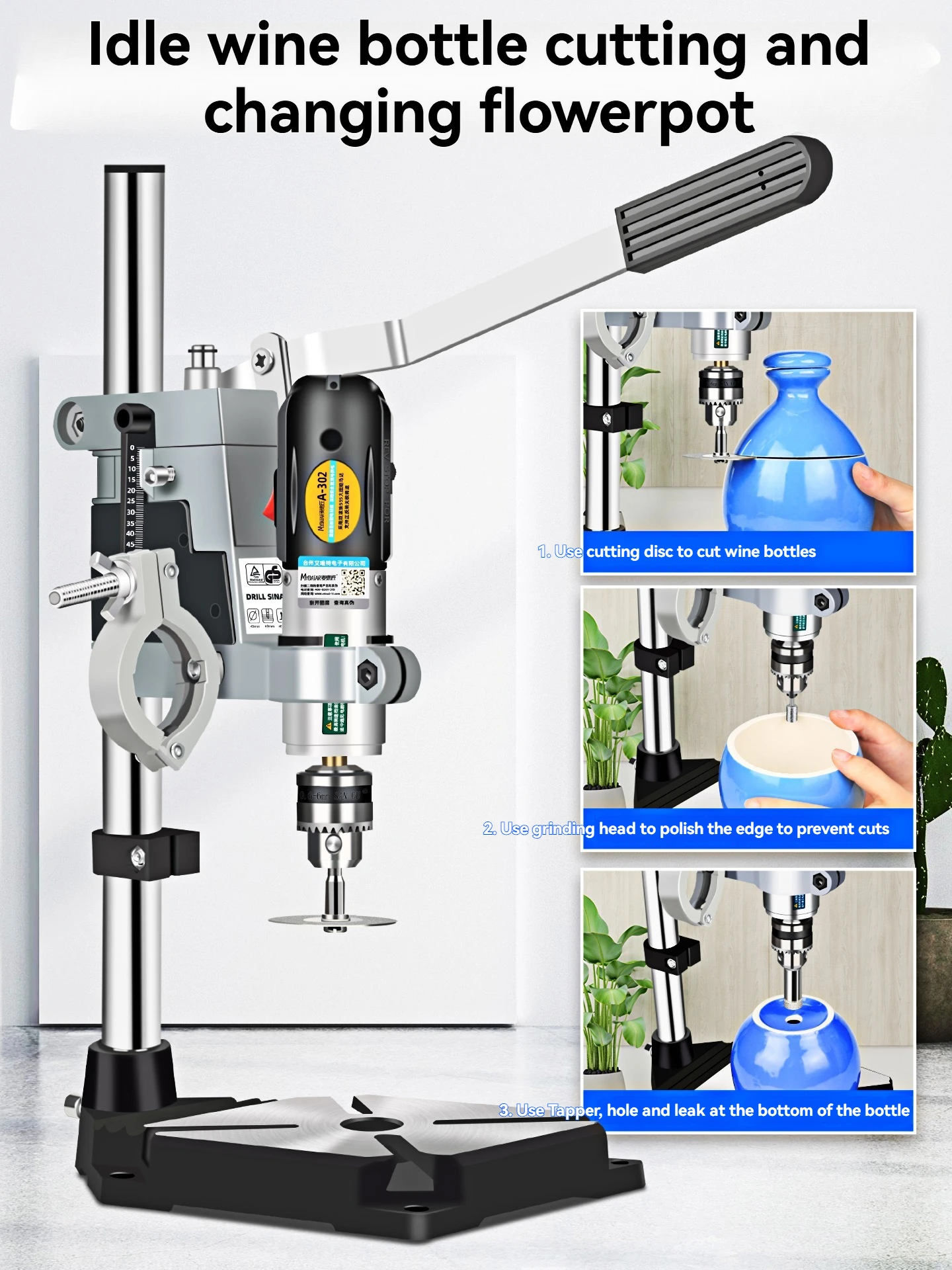 Wine Bottle Cutting Artifact Small Polishing Ceramic Flowerpot Drilling Cutting Glass Bottle Modification Tool Cutting Machine
