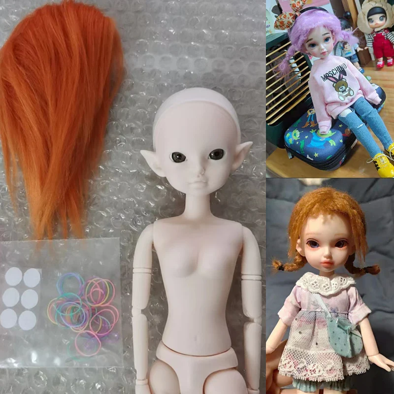 Peluca de muñeca Bjd Ob11, pelo de lana simulada, se ajusta a 1/8, 1/12,1/6, accesorios de maquillaje, accesorios de vestir Diy