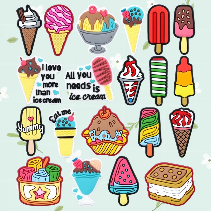 

Colorful Cartoon Ice Cream Shoes Charm Summer Popsicle Watermelon Chocolate Decoration Accessory for Kids