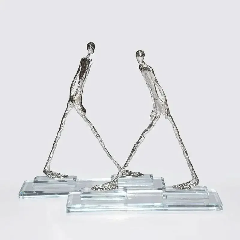 Creative Portrait Sculpture Metal Handicrafts Golden Man Zinc Alloy Crystal Art Figures Metal Figurine Home Decoration