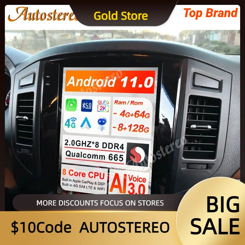 

Carplay 12 экран для Mitsubishi Pajero V97 V93 Shogun Montero 2006 + Android 11 Автомобильный GPS-навигатор, мультимедийный плеер, головное устройство