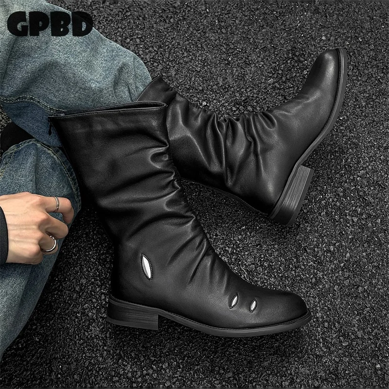 

GPBD Pointed-toe New Style British High-top Boots, Korean Version, Fashionable and Trendy Men's Autumn and Winter Long Boots
