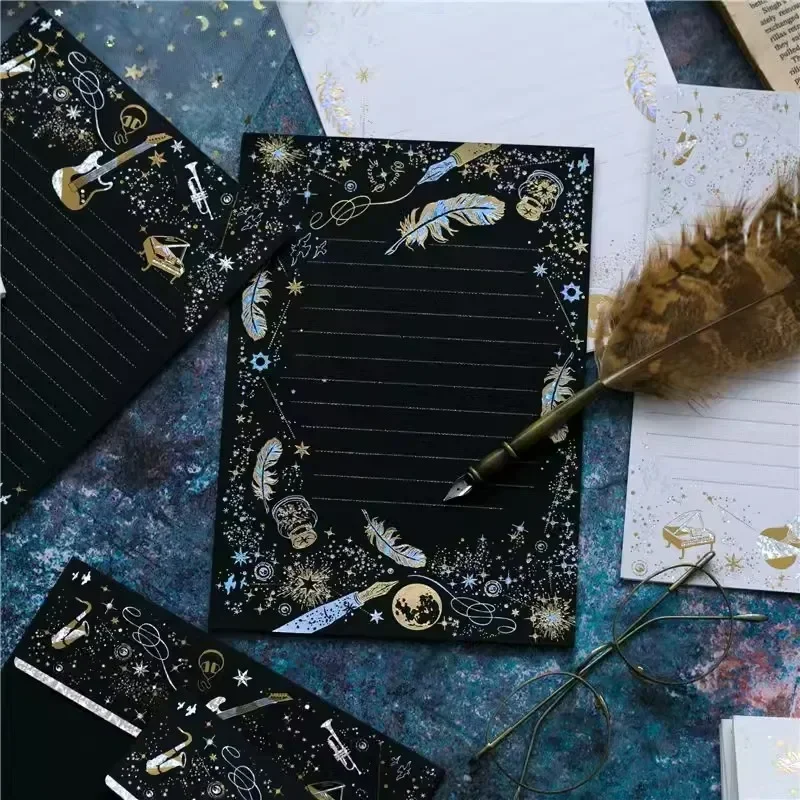 Black White Bronzing Paper Envelopes Letter Writing Pads Wedding Party Invitation Card Cover Gift Packaging Korean Stationery