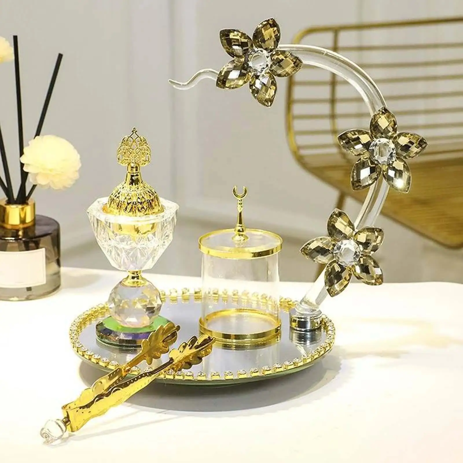 Incense Burner Holder Set Arabian Fragrance Diffuser with Tray Jar for Housewarming Creative Gift