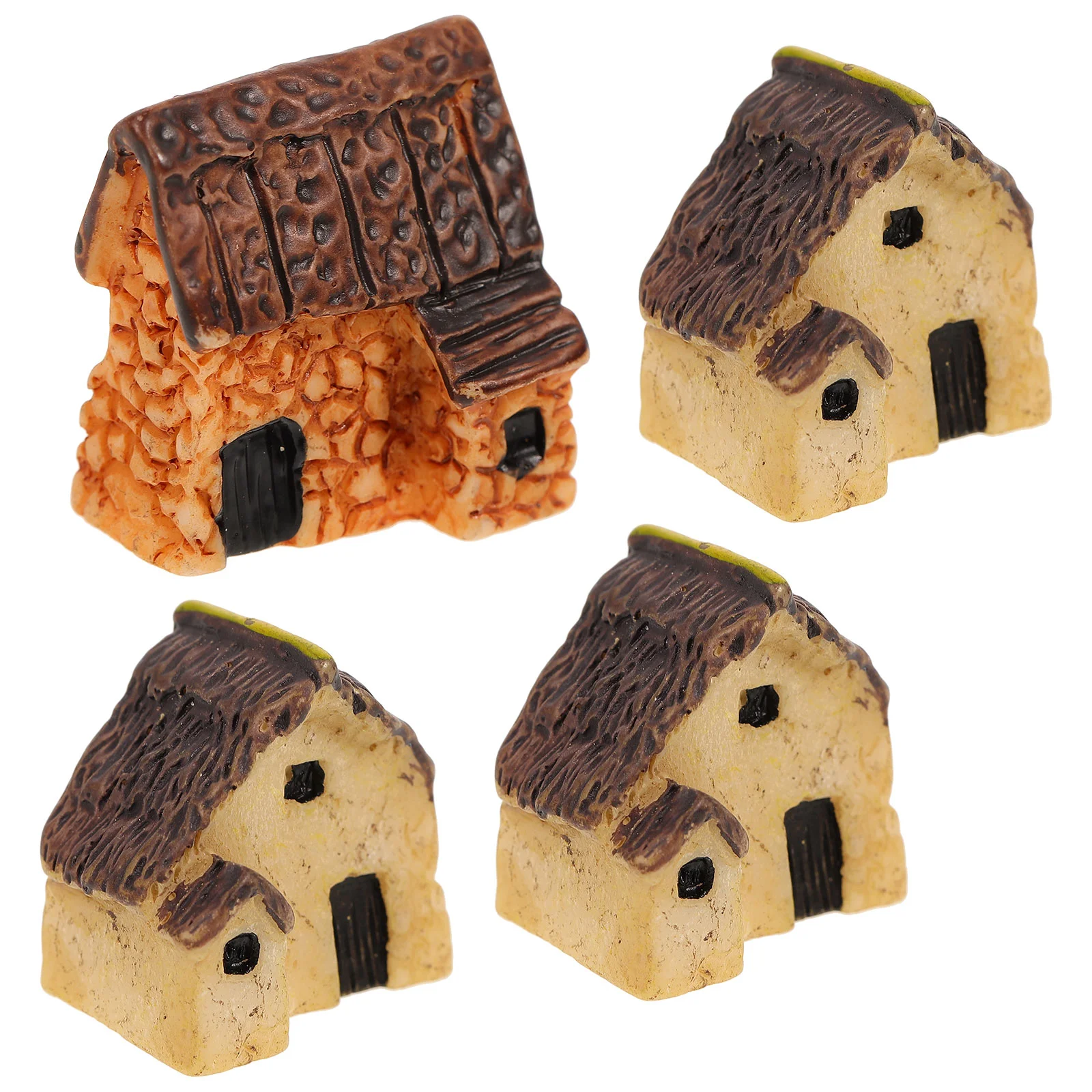 4 PCS Miniature House Fairy Garden Ornaments Child Houses for Artificial Outdoor Plants