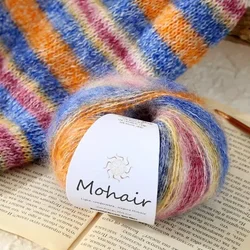 Filato di seta sfumato segmento di nuvola tinto Mohair filato arcobaleno tessuto a mano maglione sciarpa cappello scialle fai da te filati per maglieria all'uncinetto