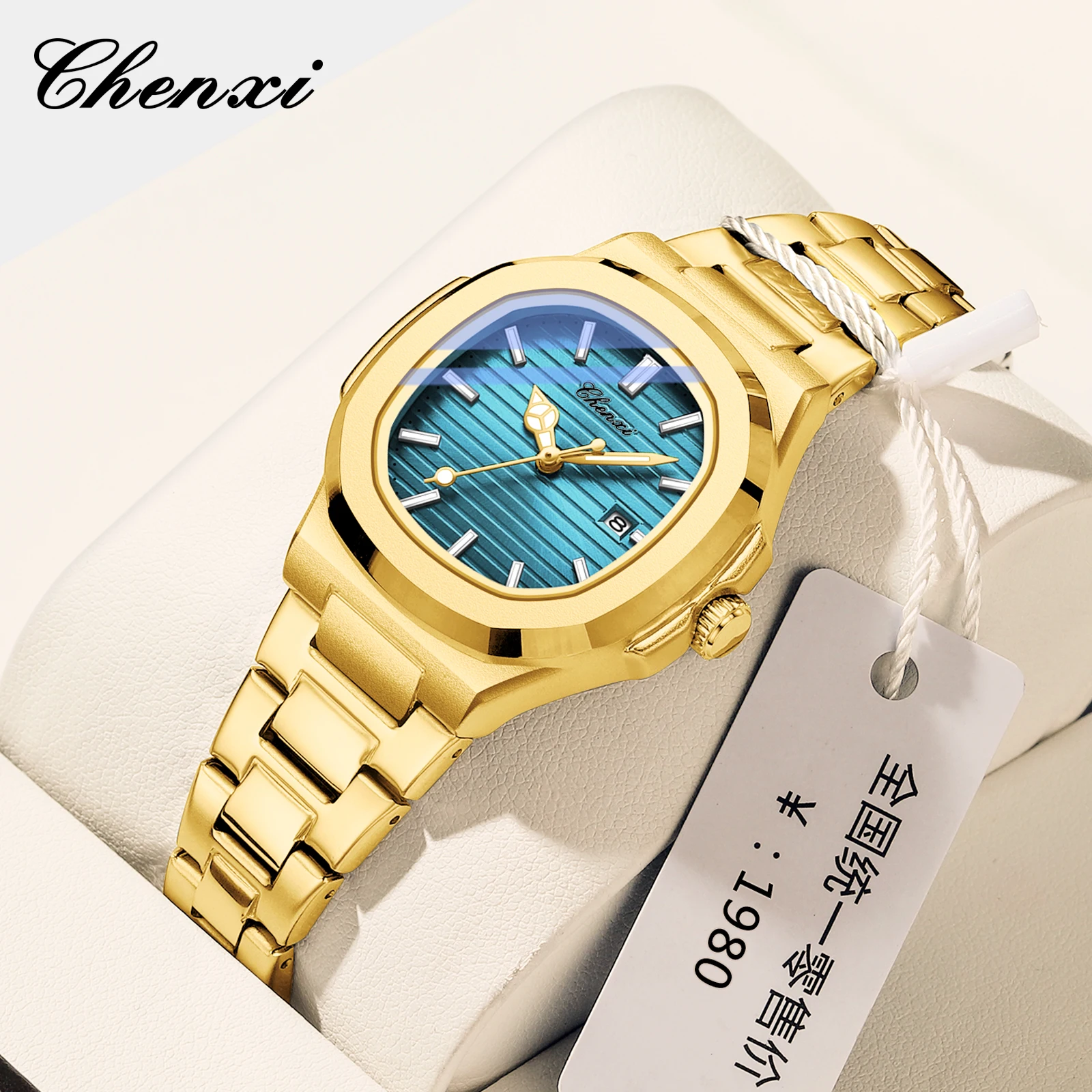 CHENXI 8222, новое поступление, женские кварцевые часы с ремешком из нержавеющей стали, светящиеся кварцевые часы и браслет для девочек