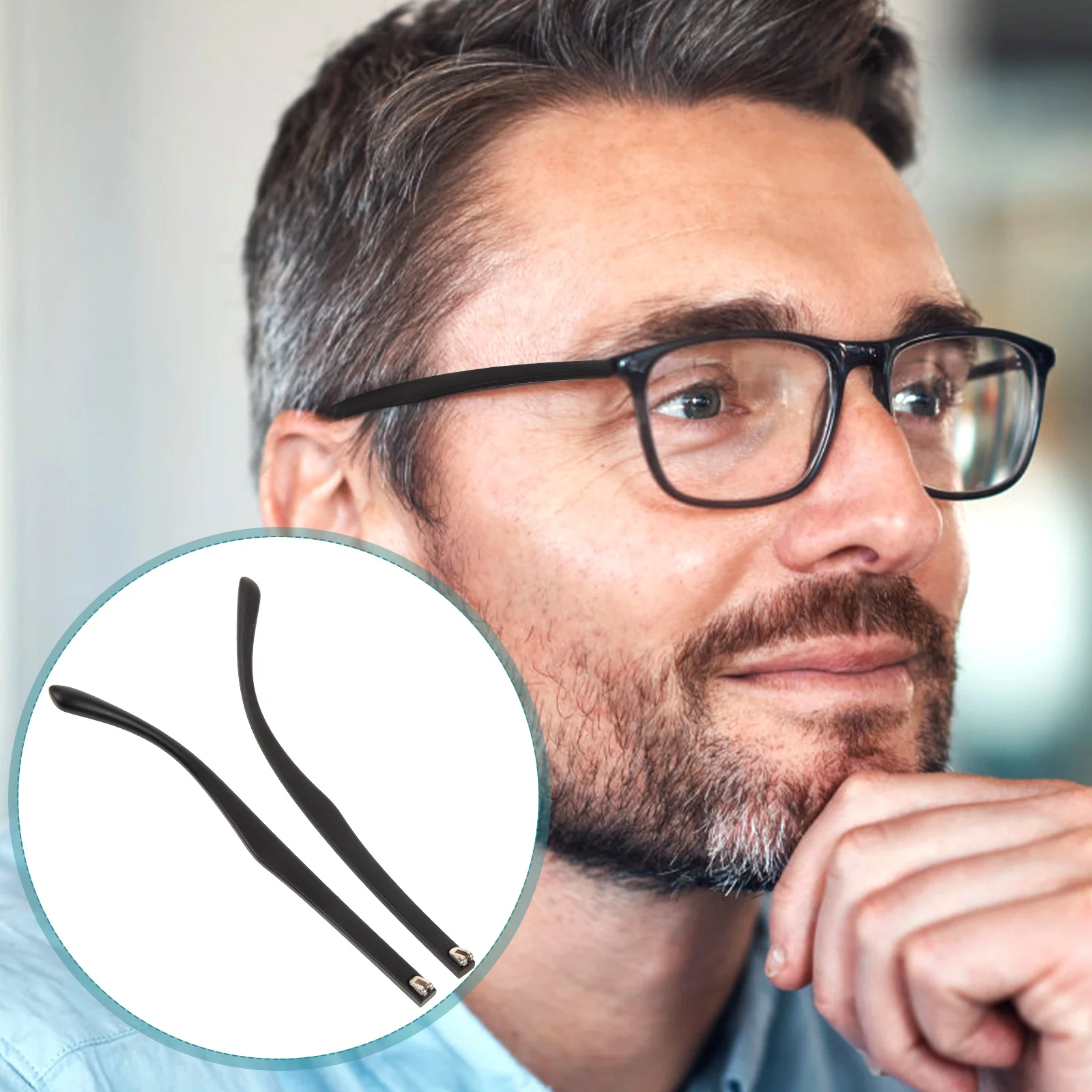 1 Pair Eyeglasses Temple Arm Flat Teeth Eyeglasses Replacement Leg Repair Eyewear Silicone Titanium Eyeglasses Leg 