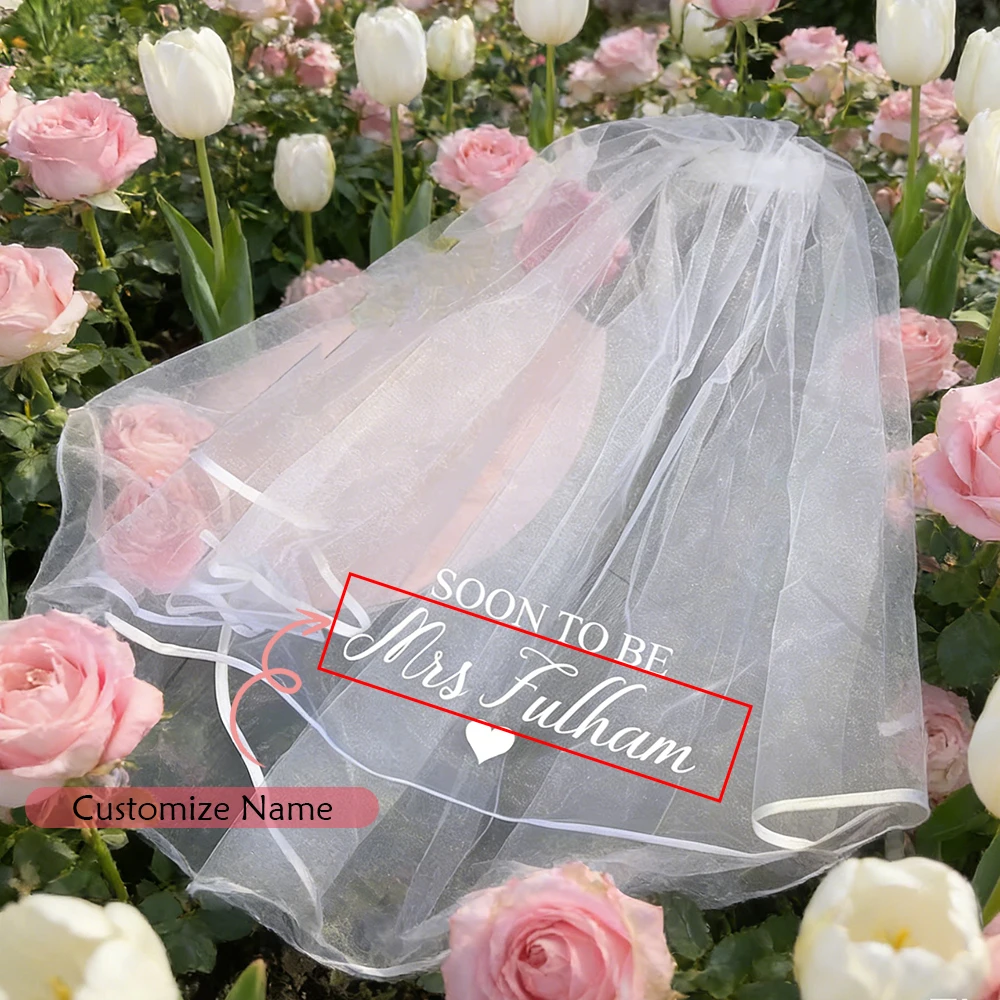 Personalised Soon to be Mrs (Your Name white short Veil  display picture 3