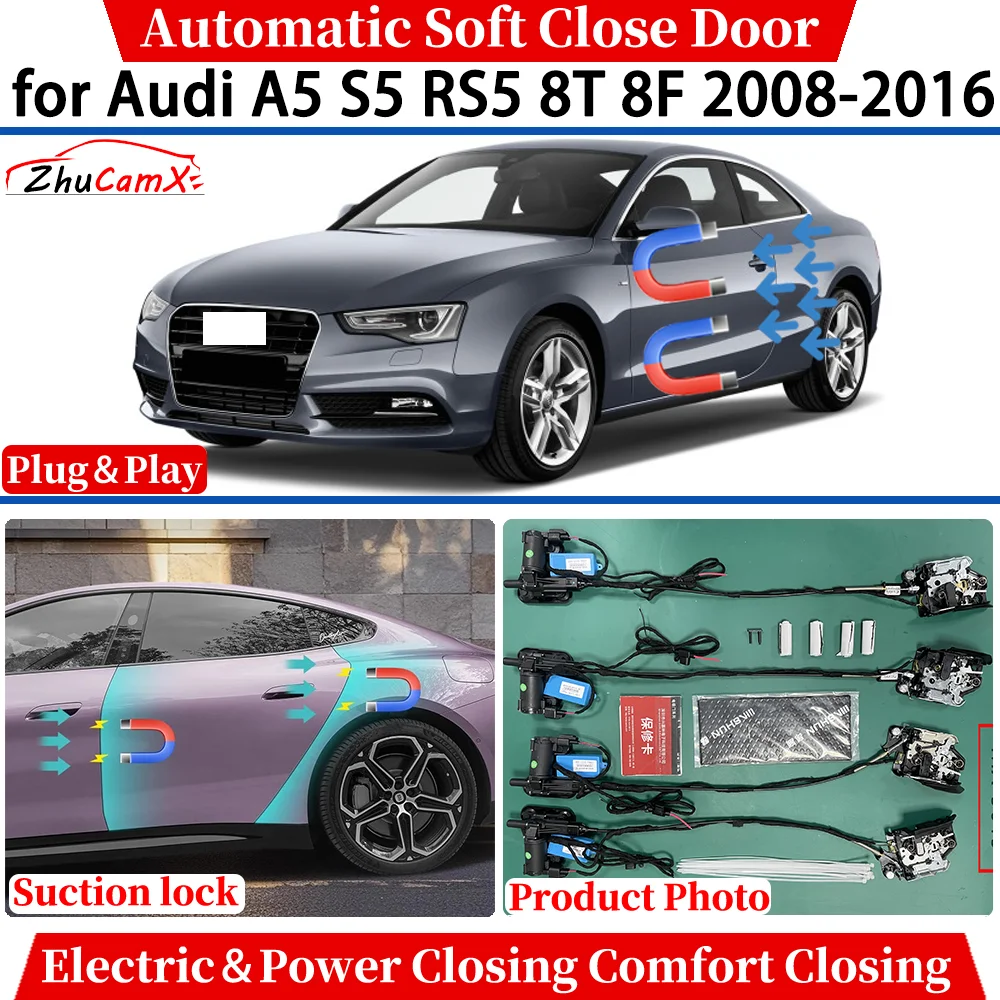 

ZhuCamX для Audi A5 S5 RS5 8T 8F 2008-2016 Автоматическое мягкое закрытие двери Электрическая мощность Комфортное закрытие Система блокировки всасывания