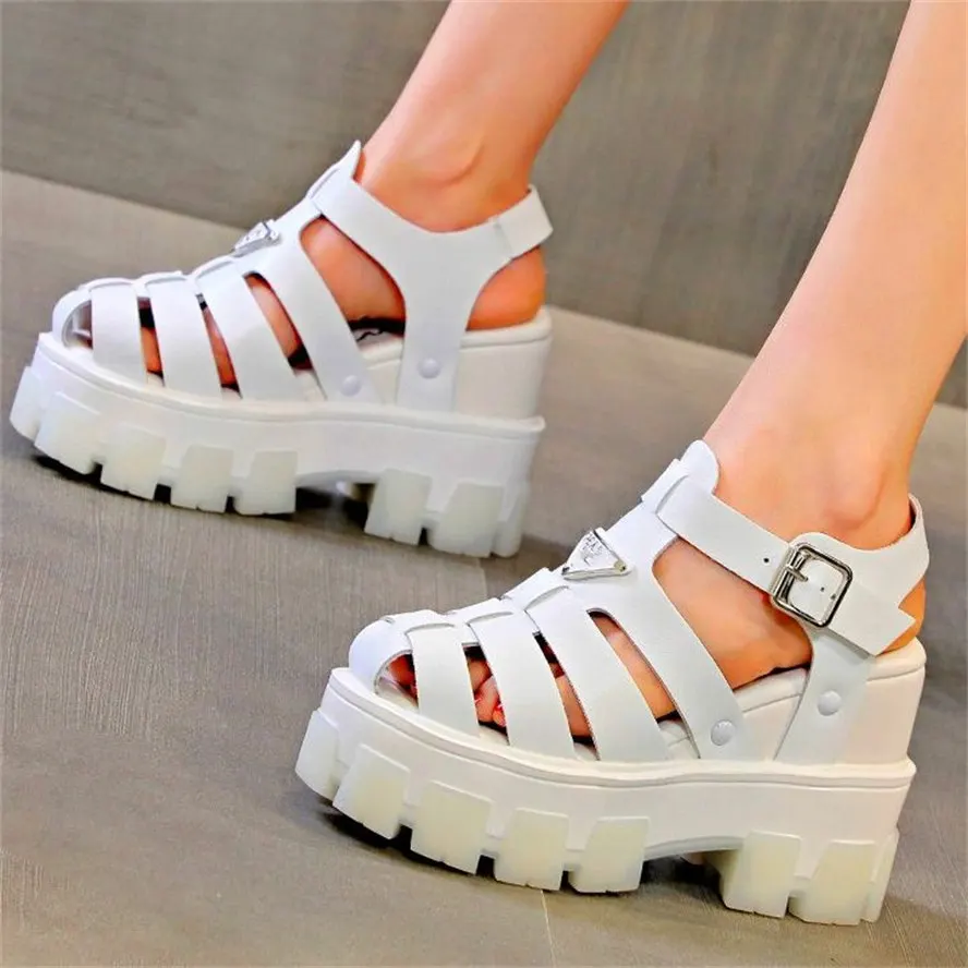 

Mary Janes Gladiator Sandals Women's Genuine Leather Summer Ankle Boots Platform Wedge High Heels Height Increasing Party Pumps