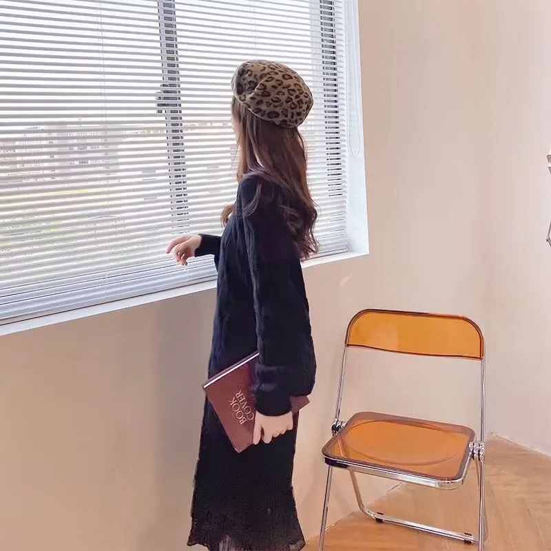 Woman Autumn Winter Knitted Sweater Dress 2025 Female Elegant Lace Patchwork Long Sweater Korean Outerwear Loose Sweater Dress