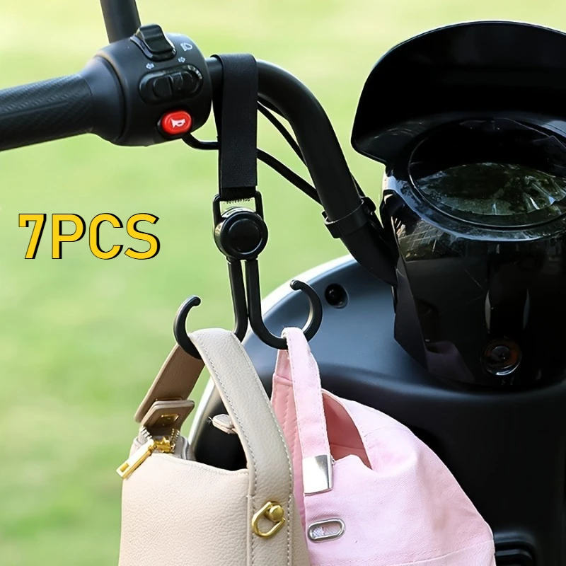 7PCS practical electric vehicle hook, bicycle cart rack hook, non-punching universal bicycle motorcycle front helmet hook