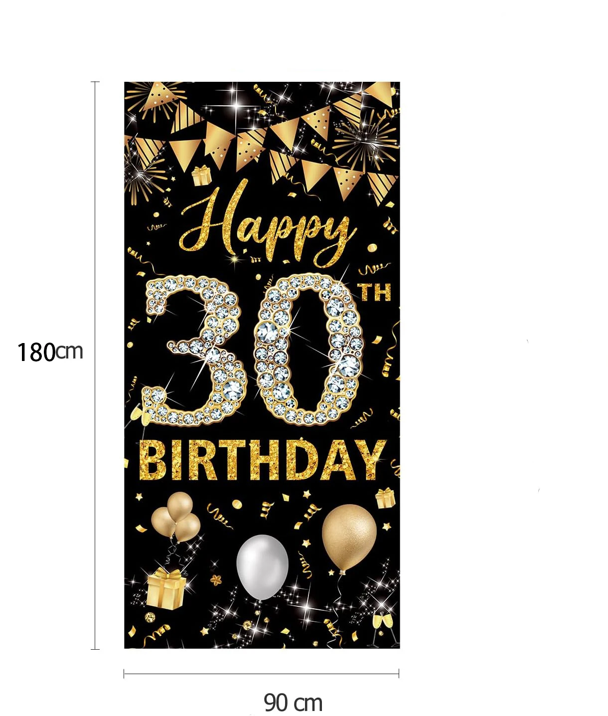 Schwarz gold alles Gute zum Geburtstag Dekorationen Tür hängen Banner 21. 30. 40. 50. Geburtstags feier Foto Requisiten Hintergrund – Detail 6