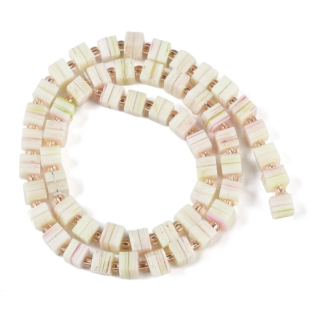3 Strings Cube Shape Nepalese Lampwork Beads Glazed Glass Bead for Diy Jewelry Making Necklace Bracelet Handmade Accessories