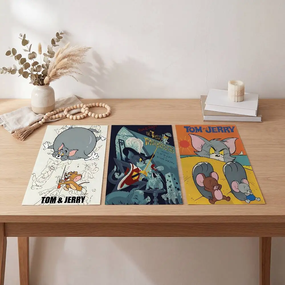 Curtoon Classic T-tom And J-jerry Anime Poster Self-adhesive Art Waterproof Paper Sticker Coffee House Bar Room Wall Decor