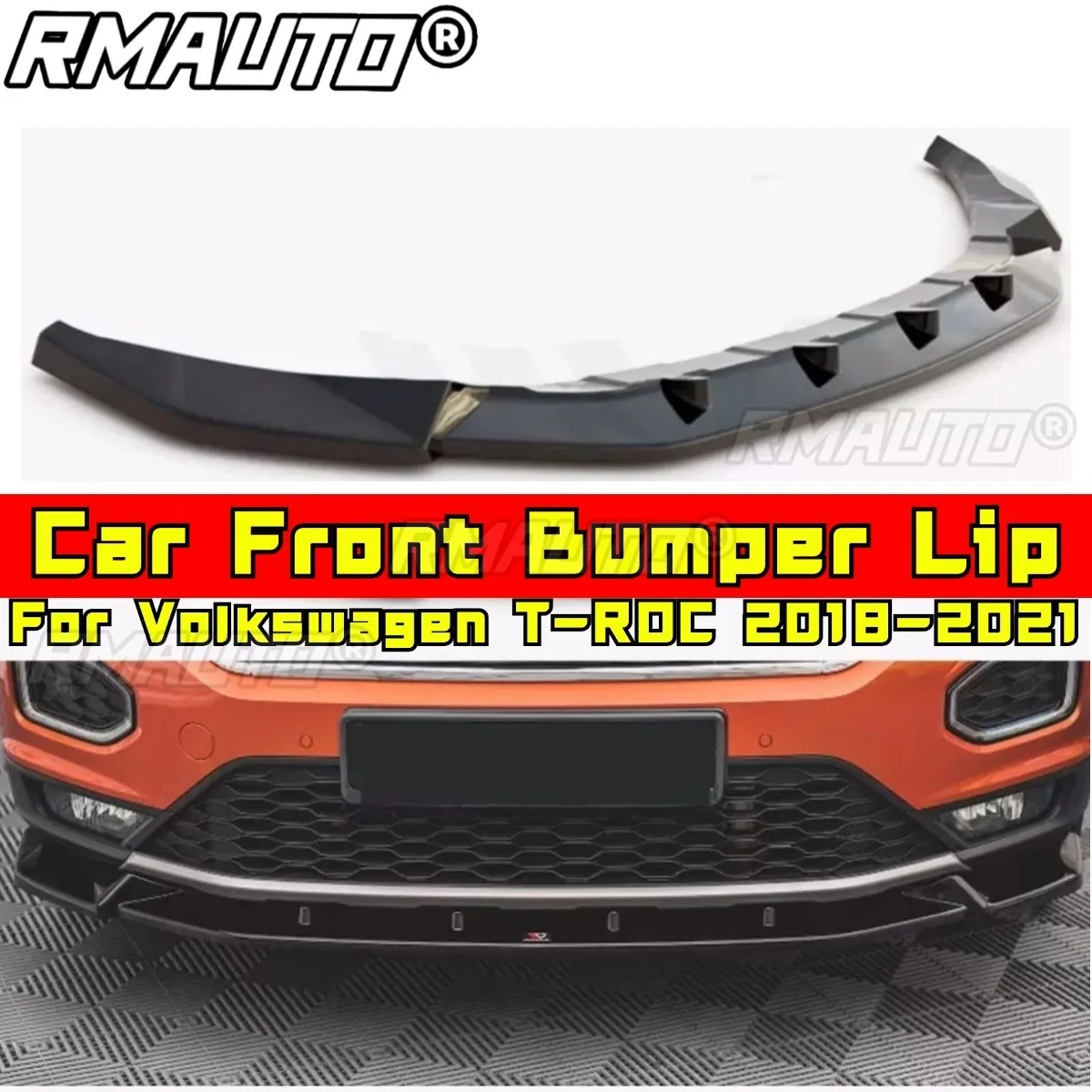 For Volkswagen T-ROC 2018-2021 Body Kit Car Front Bumper Lip Side Skirt Lip Rear Spoiler Rear Bumper Car Accessories