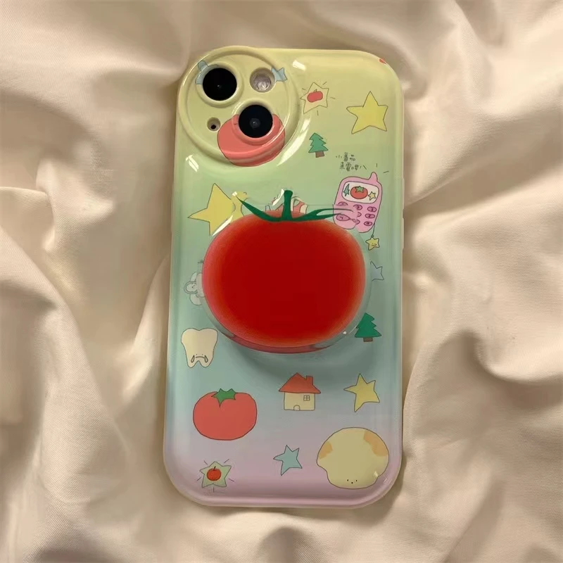 Gradual Tomato Phone Case For iPhone 14 Plus 7 8 X XS XR 11 12 13 Pro Max Silicone Case Cover With holder