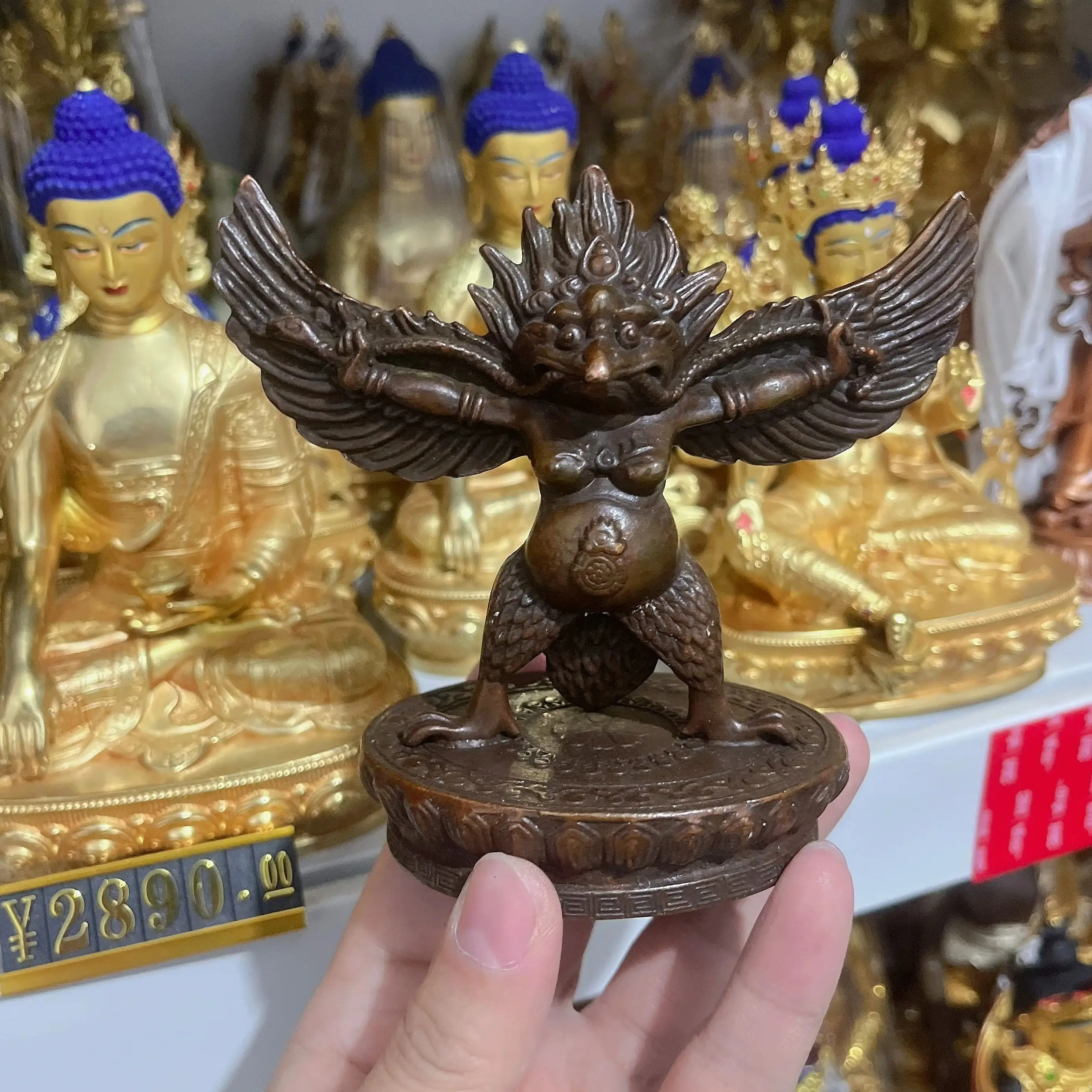 Wholesale Buddhist supplies copper Carving Suparna Garuda bird buddha talisman exorcise evil spirits blessed family peace