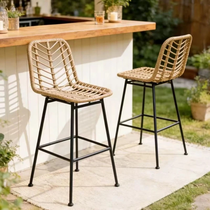 Modern wrought iron outdoor bar chair Durable waterproof commercial furniture