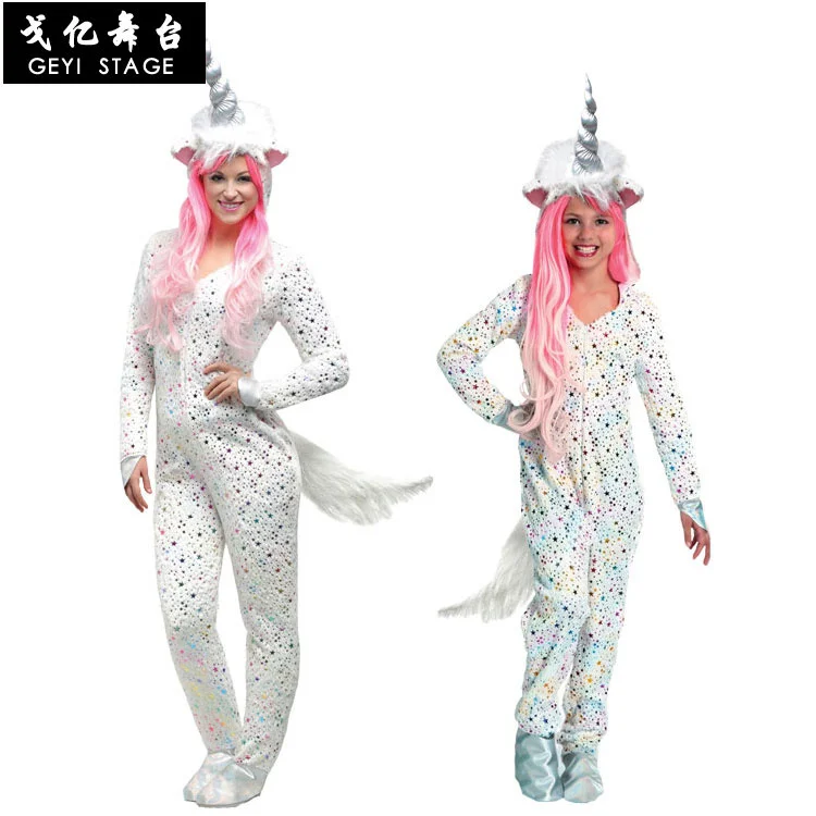 

Halloween Purim Costume Animal Unicorn Pony Bodysuit Adult Child Cosplay Fantasia Party Suit Jumpsuit Play Costume