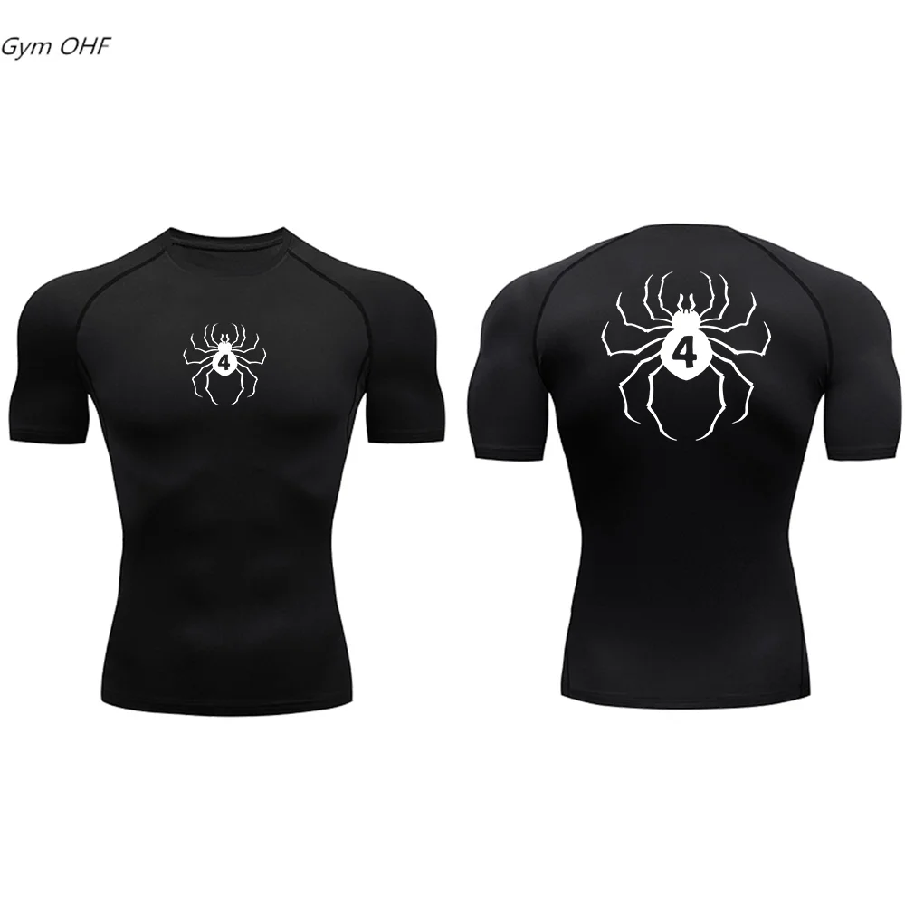 Compression Shirts For Men Gym Workout Fitness 2099 Spider Print Short Sleeve Quick Dry Sportswear T Shirt Men Rashguard Running