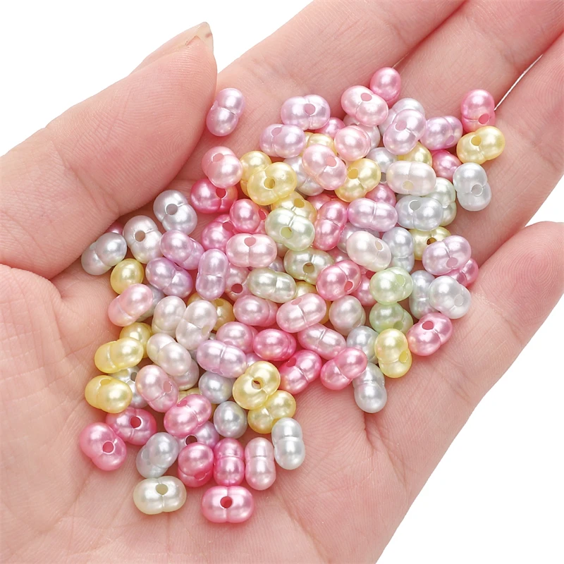 50Pcs 8x5mm Acrylic Colorful Beads Peanut Beads 1mm Hole Spacer Beads Charm for Necklace Bracelet Keychain DIY Jewelry Making