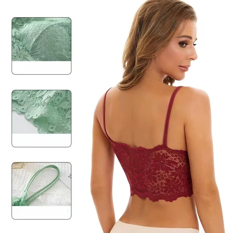 

New Women Lace Bras Top Comfortable Bralette Solid Color Sexy Underwear Vest Female Hollow Out Wireless Lingerie Seamless Bra
