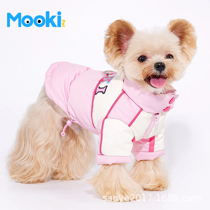 Mookipet Sweet Cool Motorcycle Down Jacket warm waterproof fashionable Pet Cat dog Clothes for Puppy Small medium dog