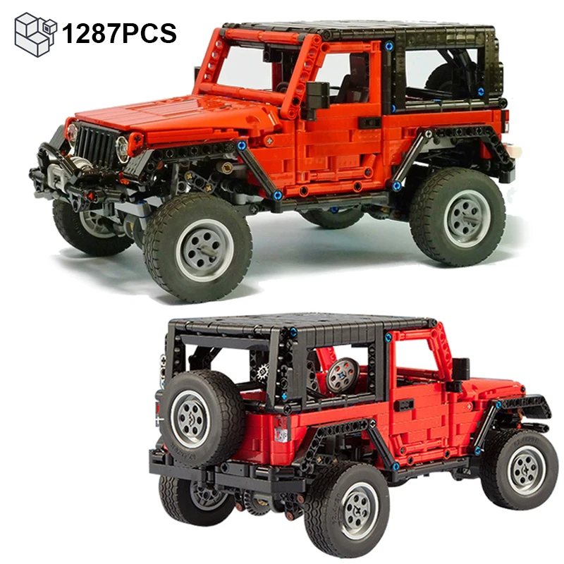 1287PCS Technical Jeep Off-Road Car Building Blocks Pickup DIY Truck MOC Vehicle Model Bricks Toys For Kids Boys Birthday Gifts