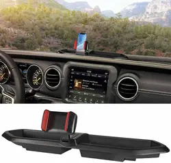 Dash Panel Storage Box Tray Mount Phone Holder for Jeep Wrangler JL JLU JT 2018+