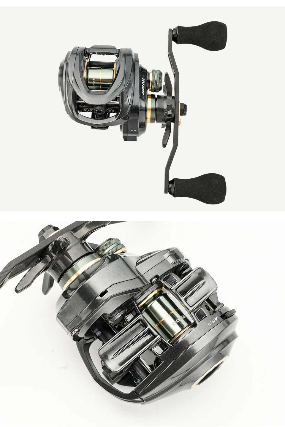 Johncoo Baitcasting-Rolle für Meeresangeln mit Kraftgriff, 8 kg Bremskraft, 5,4 Übersetzungsverhältnis, Angelrolle, Oktopus-Angelrolle – Detail 18