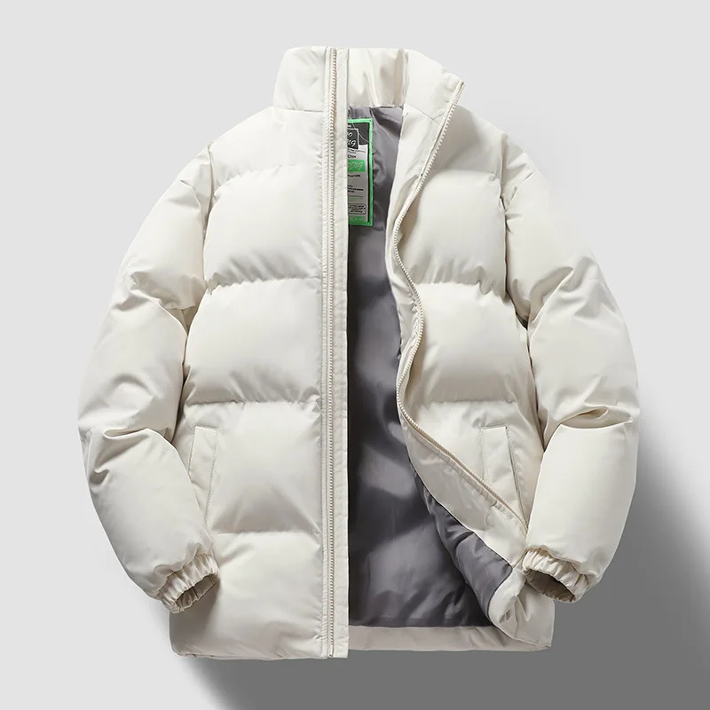 

Solid Men Zipper Parkas Long Sleeve Parka Stand Collar Pockets Casual Outerwear 2025 Winter Autumn Slight Strech Basics