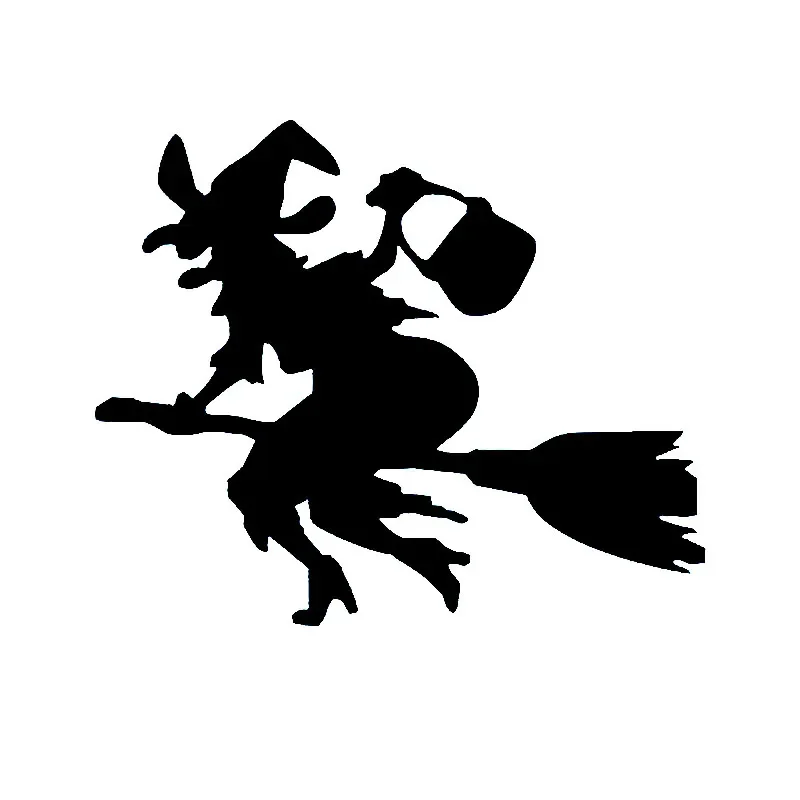 

Car Sticker Cartoon Funny Witch Broom Car Sticker Vinyl Decal Black/Silver PVC Waterproof Sunscreen 15cm