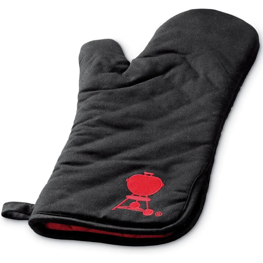 

Cotton Grill Mitt with Red Kettle Embroidery, Foldable, One-Size-Fits-Most