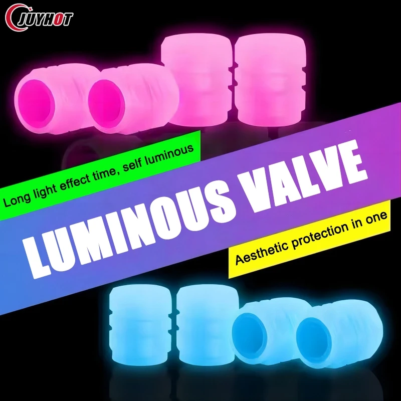 Luminous Car Tire Valve Caps Wheel Tyre Rim Stem Covers Dustproof Waterproof For Auto Motorcycle Bicycle Glow In The Dark