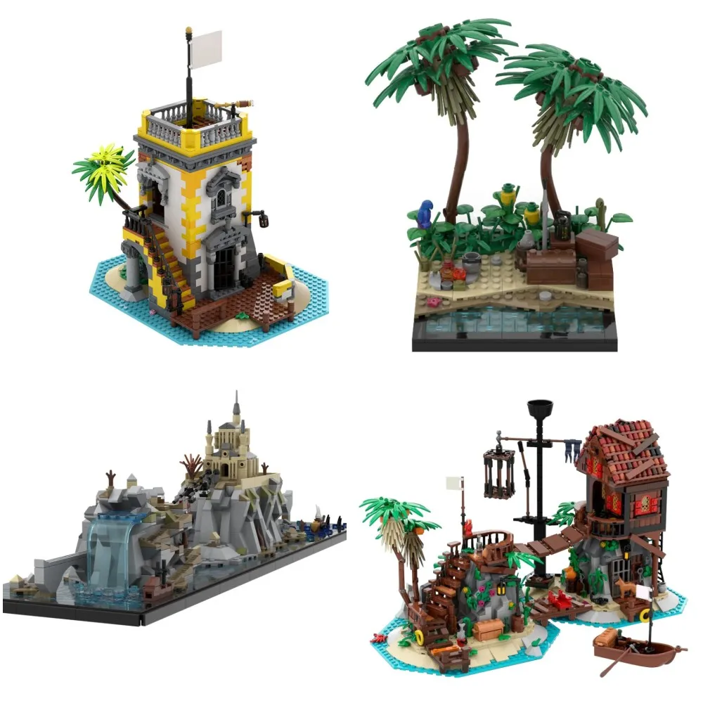 MOC Sabre Island arquitectura Anno Domini bloques de construcción modelo una isla tropical playa ladrillos juguete ensamblado regalo para niños