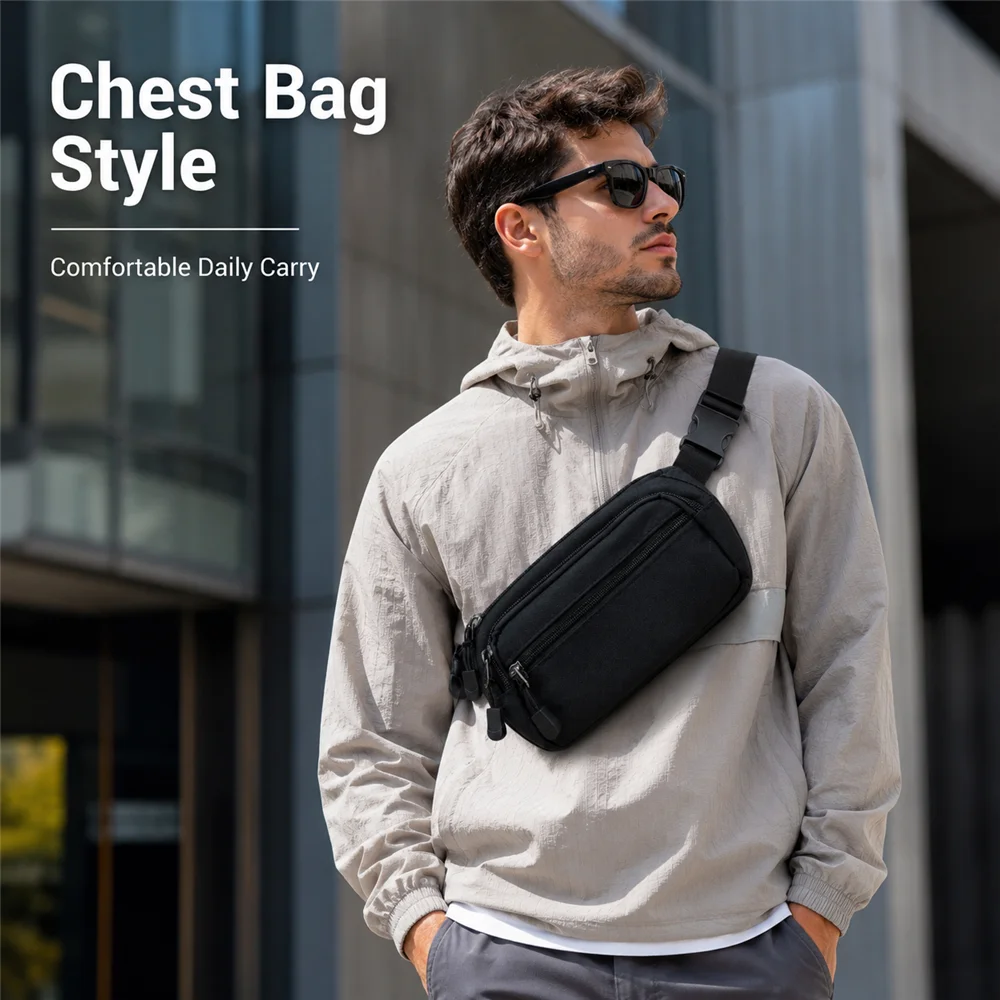 Wasserdichte Sporttasche für Herren mit großem Fassungsvermögen – Möglichkeit als Hüfttasche, Brusttasche, Umhängetasche, ideal zum Laufen, Camping, täglichen Tragen – Detail 9